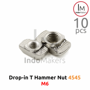 T Hammer Nut M6 Drop-In Aluminium Profile 4545 Isi 10 Pcs