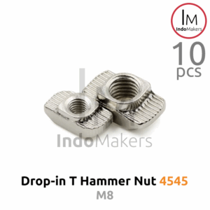 T Hammer Nut M8 Drop-In Aluminium Profile 4545 Isi 10 Pcs