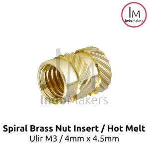 Spiral Brass Nut Insert / Hot Melt Nut M3 4.5x4mm Isi 10 Pcs