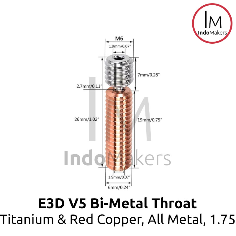 E3D V5 3D Printer Bi Metal Throat All-Metal Titanium Red Copper 1.75mm - Image 5