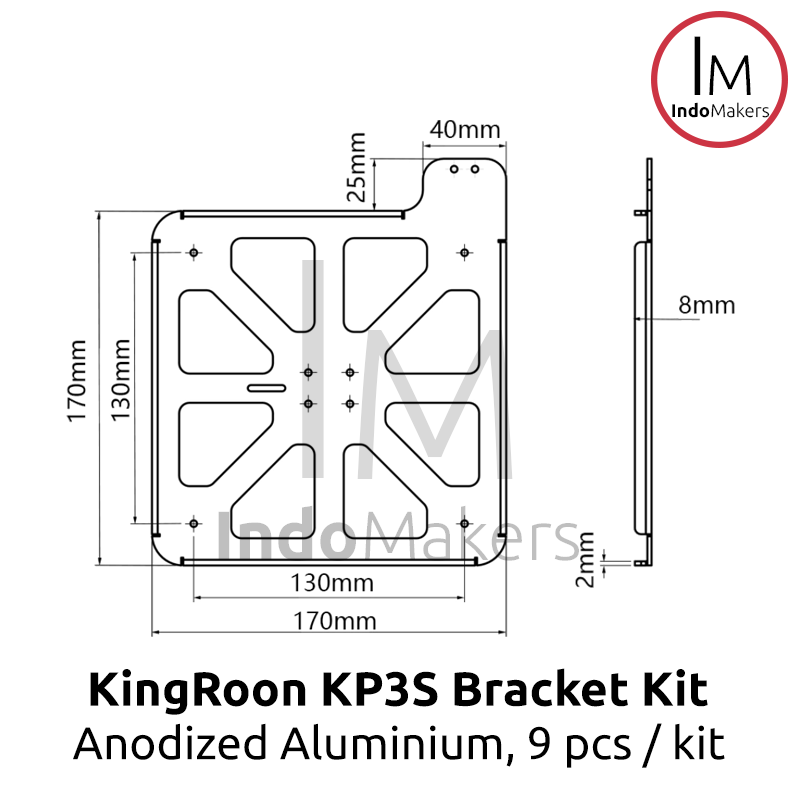 Kingroon 3D Printer KP3S Bracket Kit Anodized Aluminium Platform - Image 4
