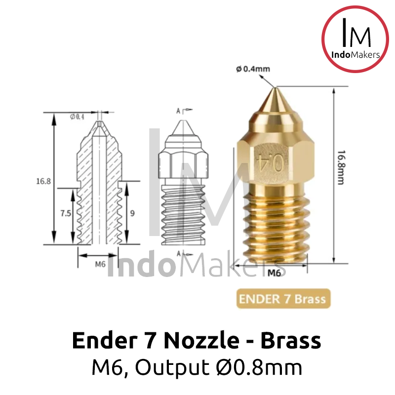 Ender 7 3D Printer Brass High Speed Nozzle M6 Output 0.8mm - Image 4