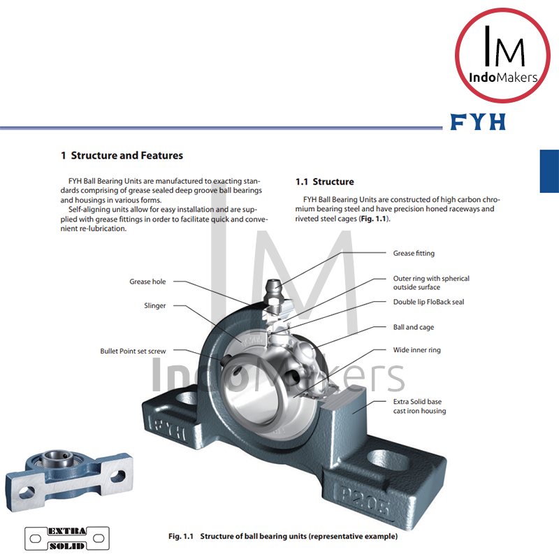 Flanged Block Bearing Unit UCFL 209 - As 45mm FYH Japan - Image 3