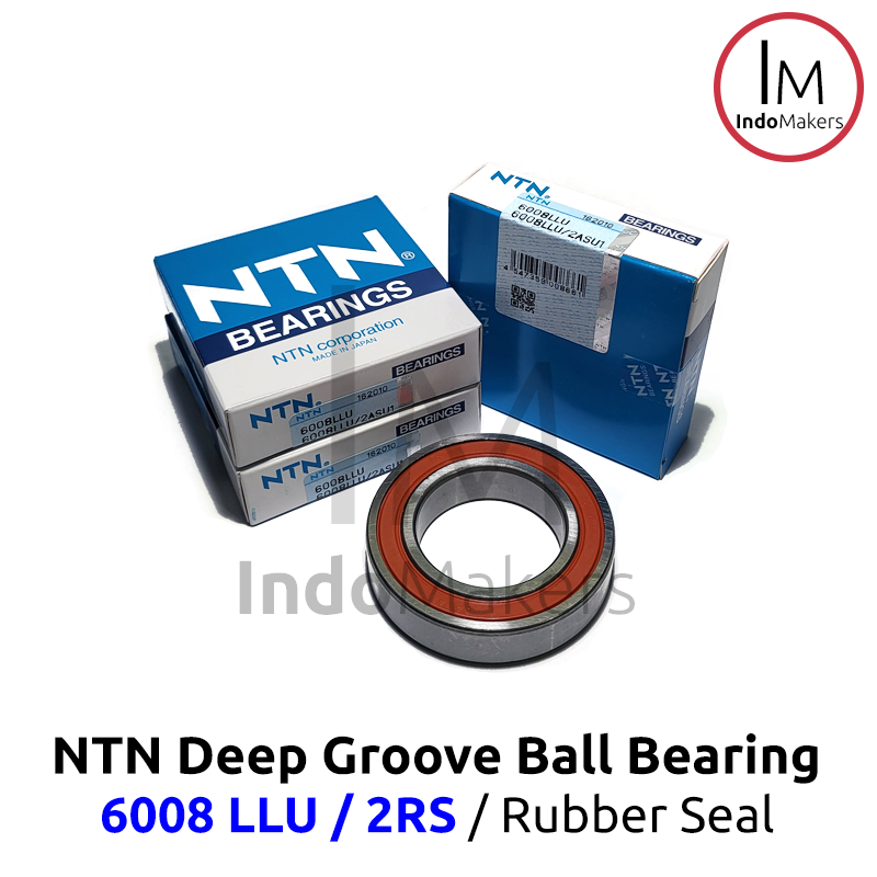 Deep Groove Ball Bearing 6008LLU / 2RS Rubber Seal - As 40mm NTN Japan