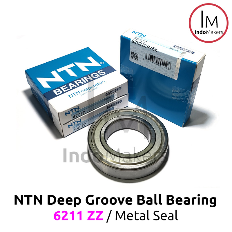 Deep Groove Ball Bearing 6211ZZ Metal Seal - As 55mm NTN Japan