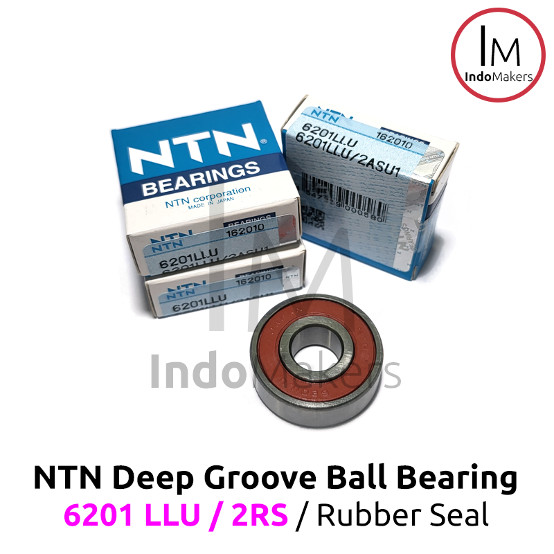 Deep Groove Ball Bearing 6201LLU / 2RS Rubber Seal - As 12mm NTN Japan