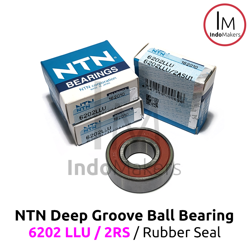 Deep Groove Ball Bearing 6202LLU / 2RS Rubber Seal - As 15mm NTN Japan