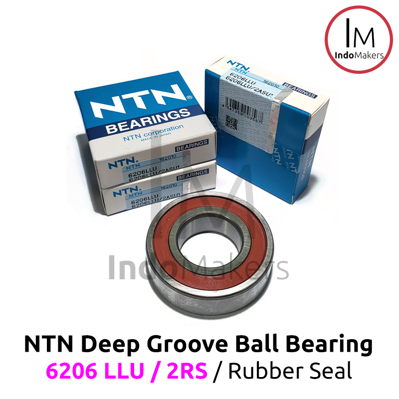 Deep Groove Ball Bearing 6206LLU / 2RS Rubber Seal - As 30mm NTN Japan