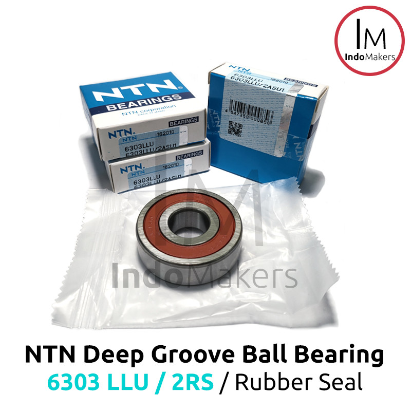 Deep Groove Ball Bearing 6303LLU / 2RS Rubber Seal - As 17mm NTN Japan