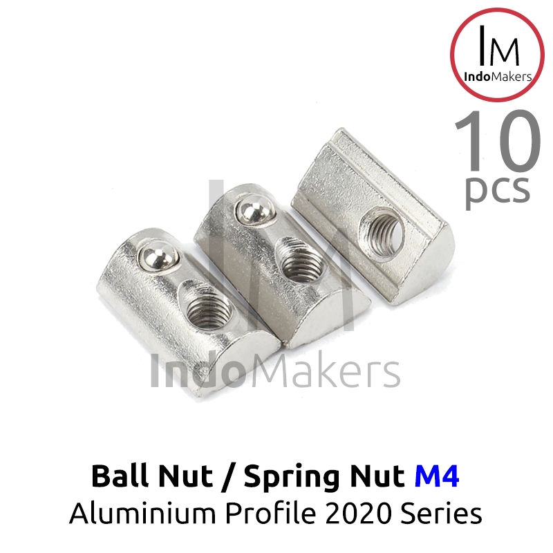 Ball Nut / Spring Nut sliding M4 Aluminium Profile 2020 Series Isi 10pcs