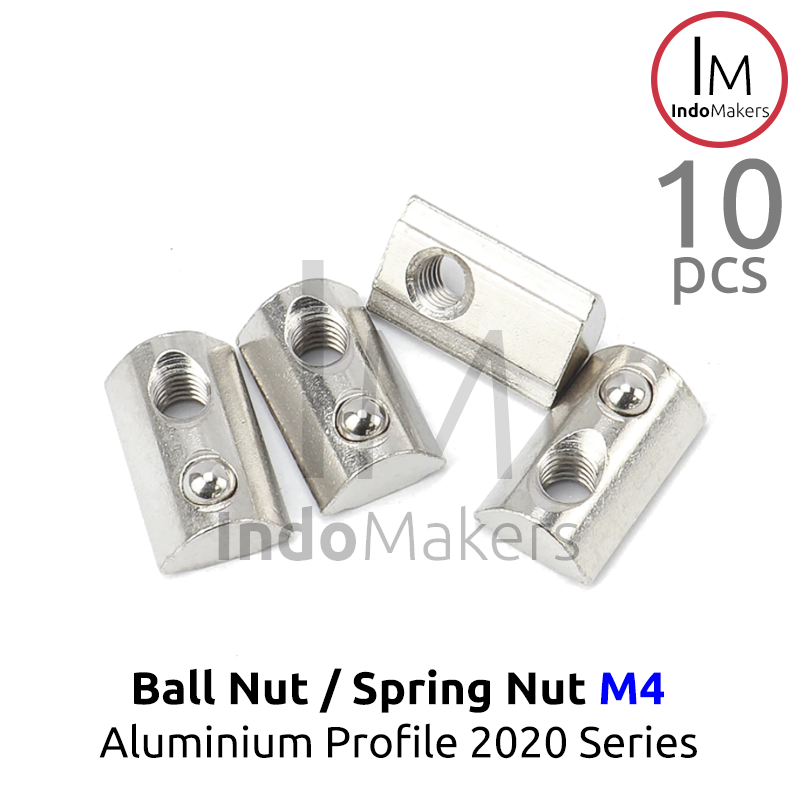 Ball Nut / Spring Nut sliding M4 Aluminium Profile 2020 Series Isi 10pcs - Image 3