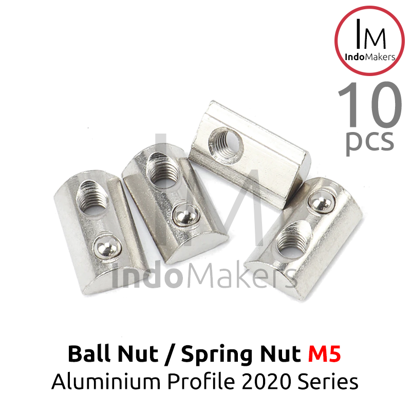 Ball Nut / Spring Nut sliding M5 Aluminium Profile 2020 Series Isi 10pcs - Image 3