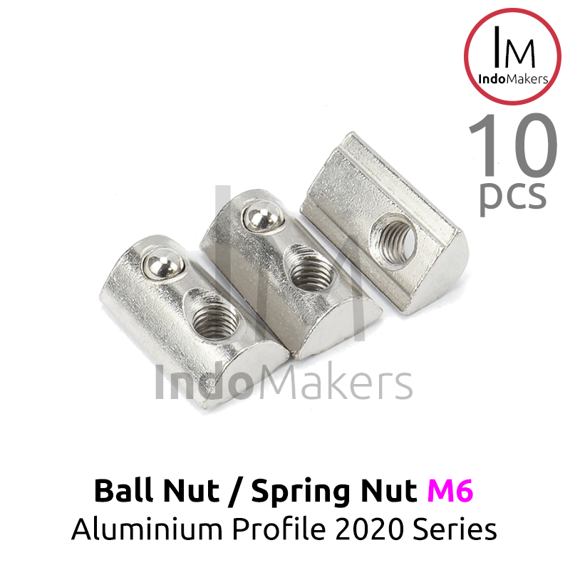Ball Nut / Spring Nut sliding M6 Aluminium Profile 2020 Series Isi 10pcs