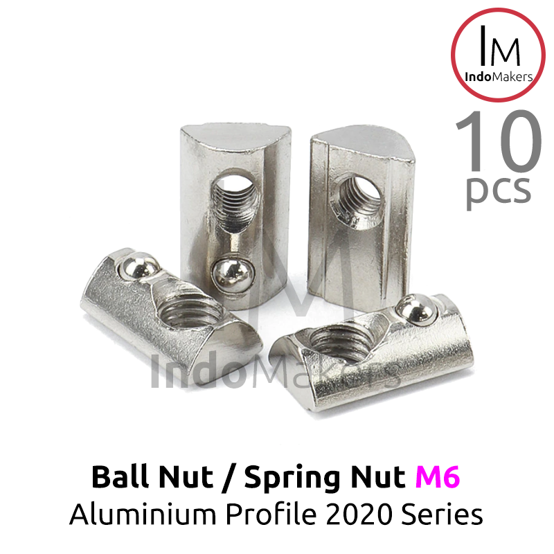 Ball Nut / Spring Nut sliding M6 Aluminium Profile 2020 Series Isi 10pcs - Image 2