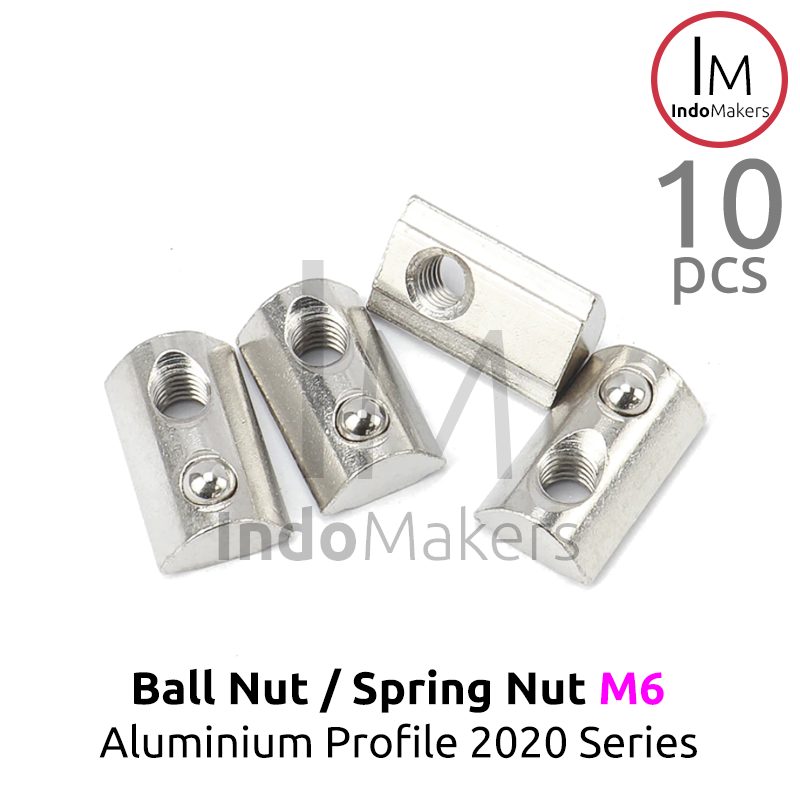 Ball Nut / Spring Nut sliding M6 Aluminium Profile 2020 Series Isi 10pcs - Image 3