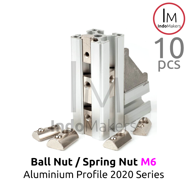 Ball Nut / Spring Nut sliding M6 Aluminium Profile 2020 Series Isi 10pcs - Image 4