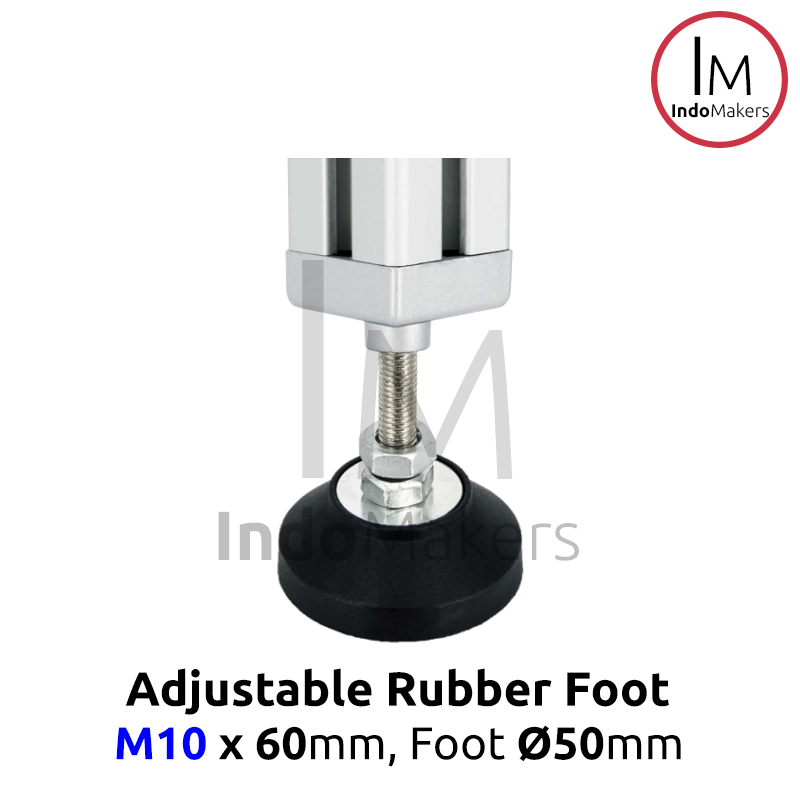 Aluminium Profile Adjuster Foot / Kaki Profile Nylon M10 x 60mm D50 - Image 3