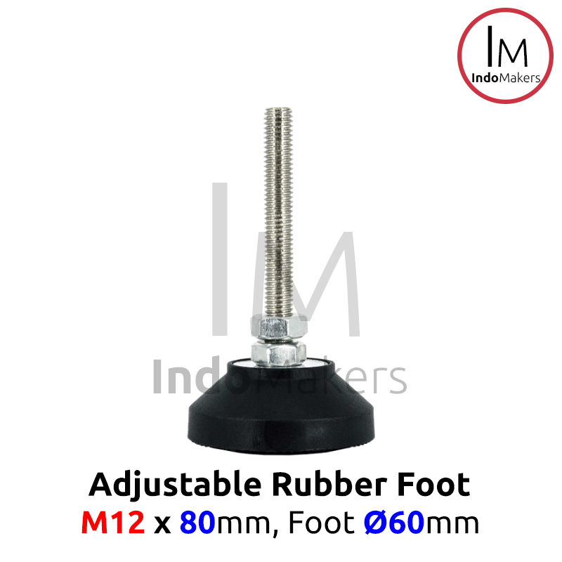 Aluminium Profile Adjuster Foot / Kaki Profile Nylon M12 x 80mm D60