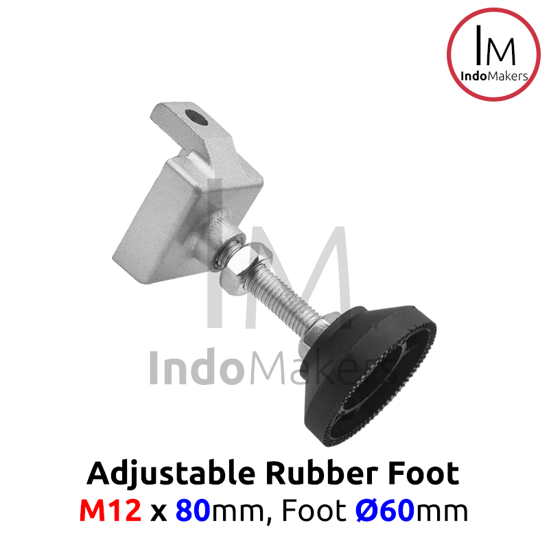 Aluminium Profile Adjuster Foot / Kaki Profile Nylon M12 x 80mm D60 - Image 2