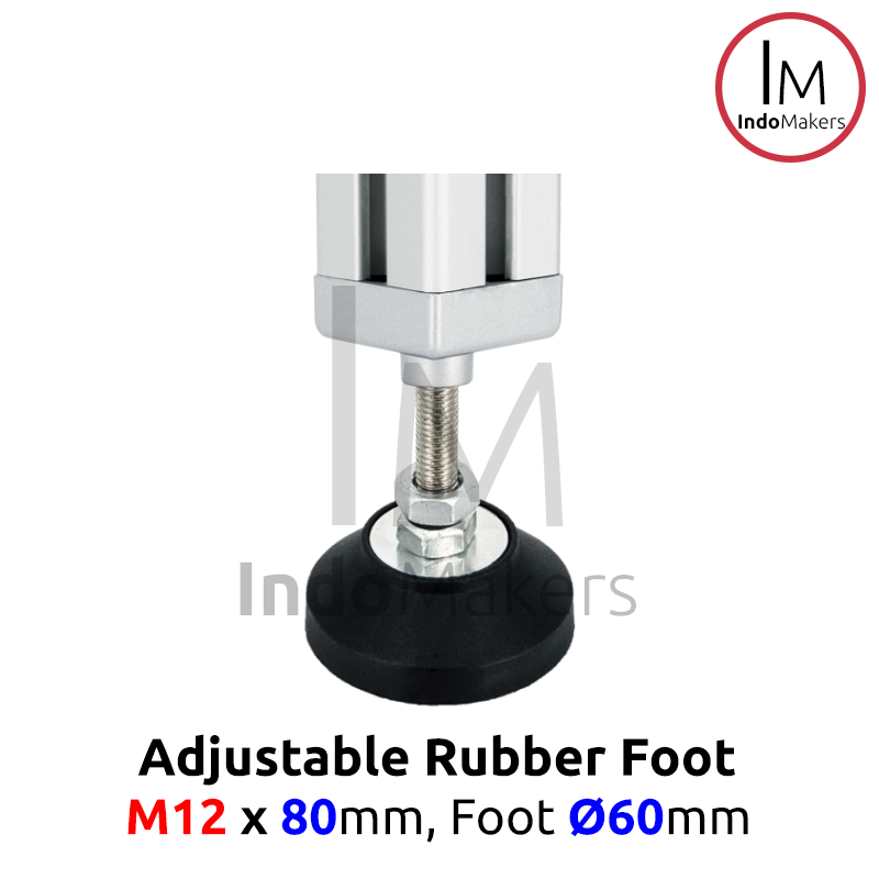 Aluminium Profile Adjuster Foot / Kaki Profile Nylon M12 x 80mm D60 - Image 3