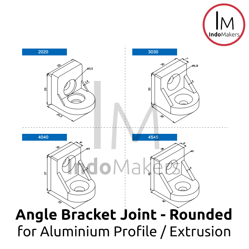 4545 Rounded Corner Bracket 90 Degree Angle Gusset Siku Aluminium - Image 5
