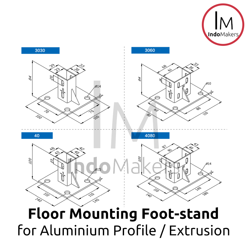 Aluminium Profile Foot Stand / Foundation Base Plate Fixed Series 3030 - Image 5