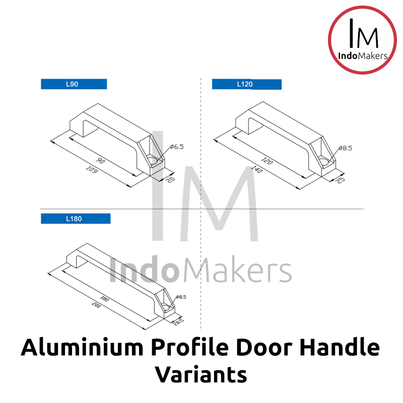 Aluminium Profile Door Handle / Pegangan Pintu Profil Metal 120mm - Image 5
