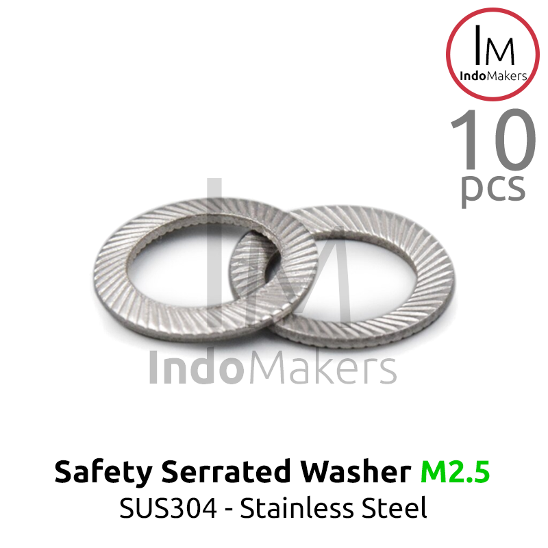 DIN9250 Safety Lock Washer Conical Serrated Stainless Steel SUS304 M2.5 Isi 10pcs
