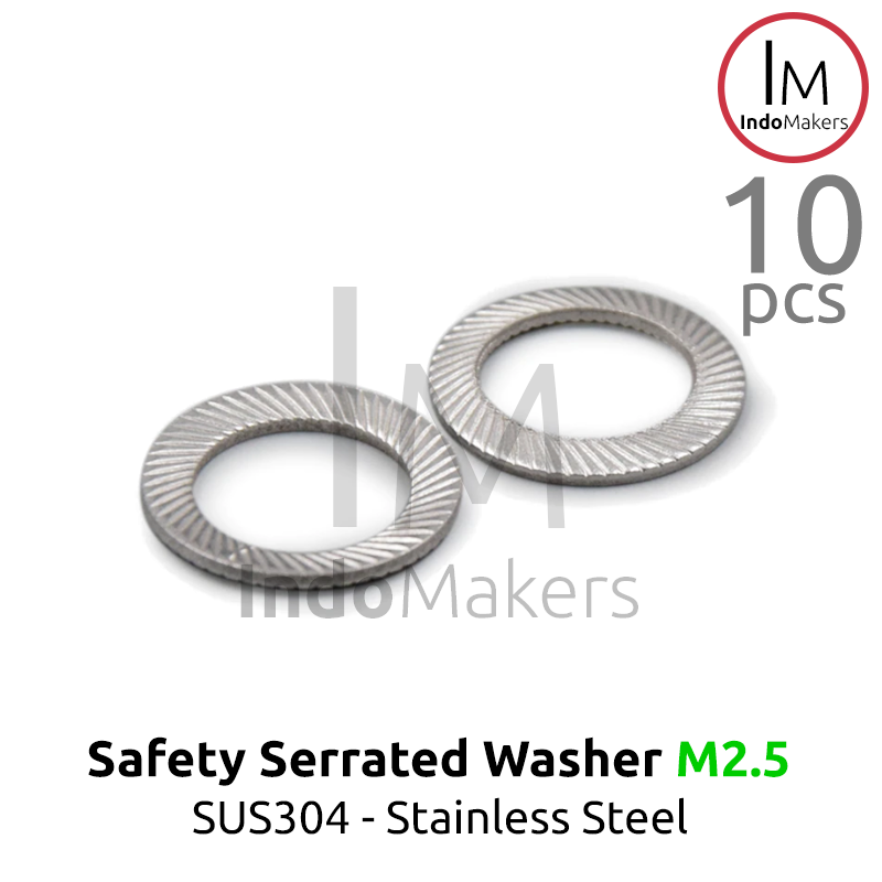 DIN9250 Safety Lock Washer Conical Serrated Stainless Steel SUS304 M2.5 Isi 10pcs - Image 2