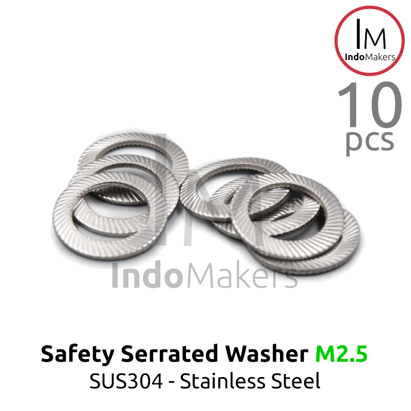 DIN9250 Safety Lock Washer Conical Serrated Stainless Steel SUS304 M2.5 Isi 10pcs - Image 4
