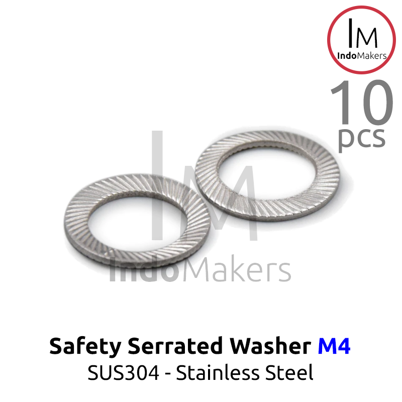 DIN9250 Safety Lock Washer Conical Serrated Stainless Steel SUS304 M4 Isi 10pcs - Image 4
