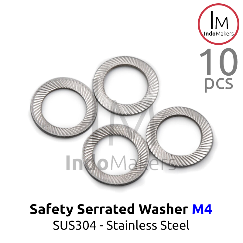 DIN9250 Safety Lock Washer Conical Serrated Stainless Steel SUS304 M4 Isi 10pcs - Image 3