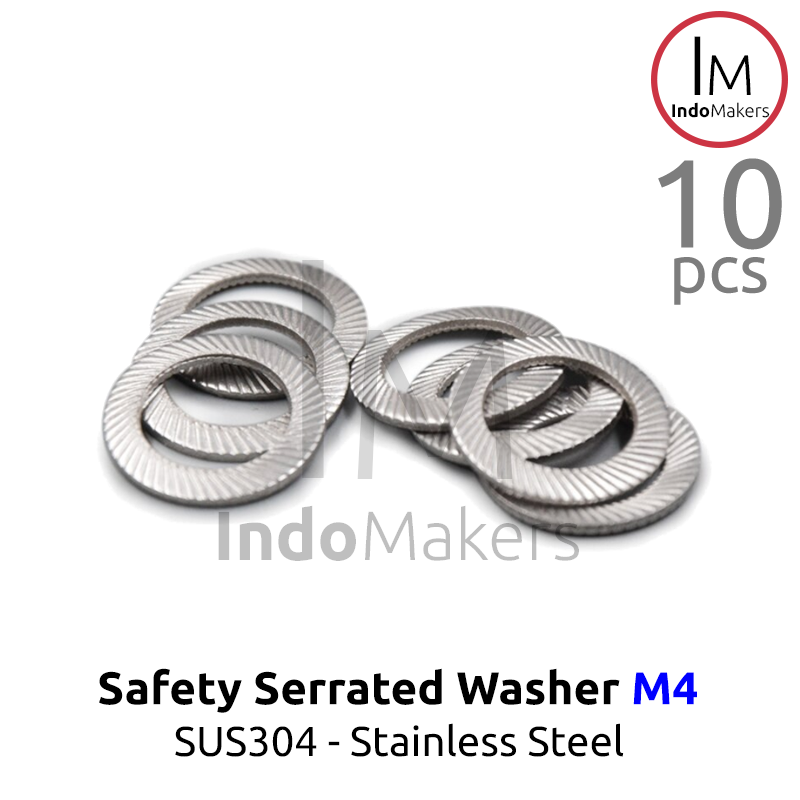 DIN9250 Safety Lock Washer Conical Serrated Stainless Steel SUS304 M4 Isi 10pcs - Image 2