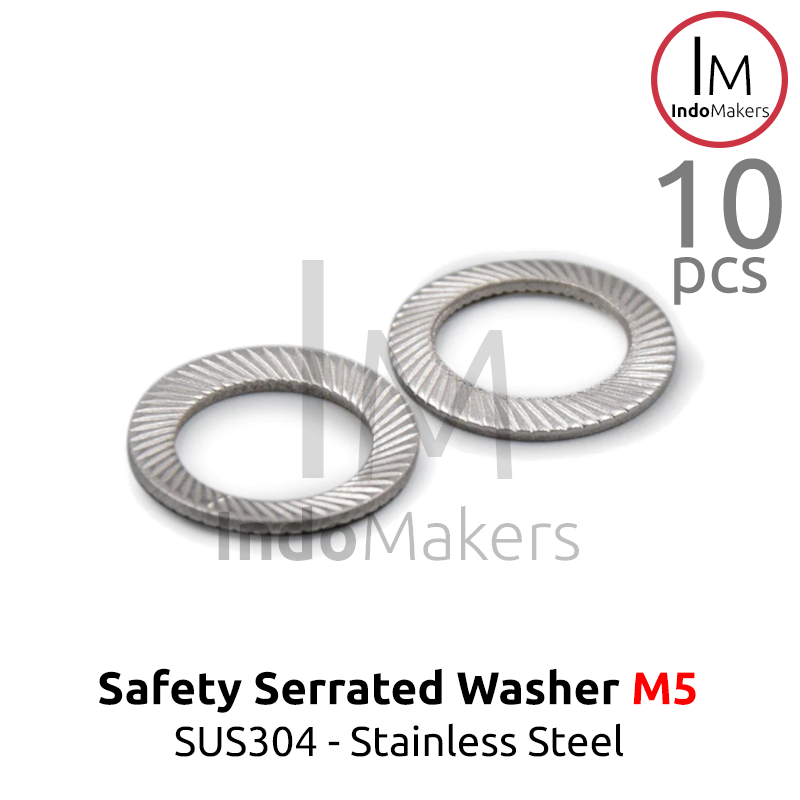 DIN9250 Safety Lock Washer Conical Serrated Stainless Steel SUS304 M5 Isi 10pcs - Image 2