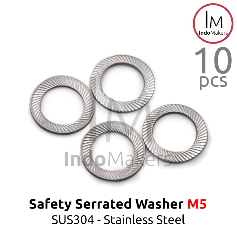 DIN9250 Safety Lock Washer Conical Serrated Stainless Steel SUS304 M5 Isi 10pcs - Image 3