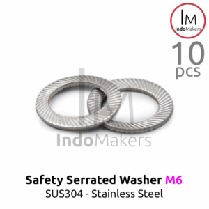 DIN9250 Safety Lock Washer Conical Serrated Stainless Steel SUS304 M6 Isi 10pcs