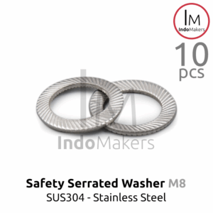 DIN9250 Safety Lock Washer Conical Serrated Stainless Steel SUS304 M8 Isi 10pcs