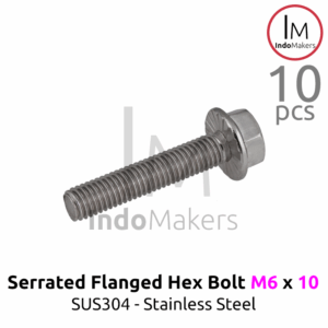 GB5789 Serrated Flanged Hexagon Bolt Stainless Steel SUS304 M6x10 Isi 10pcs