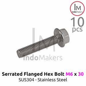 GB5789 Serrated Flanged Hexagon Bolt Stainless Steel SUS304 M6x30 Isi 10pcs