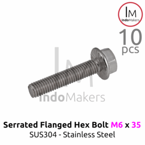 GB5789 Serrated Flanged Hexagon Bolt Stainless Steel SUS304 M6x35 Isi 10pcs