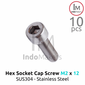 Hex Socket Cap Screw Stainless Steel M2 x 12mm Isi 10pcs