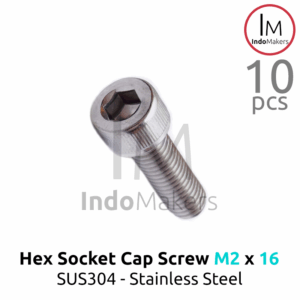 Hex Socket Cap Screw Stainless Steel M2 x 16mm Isi 10pcs