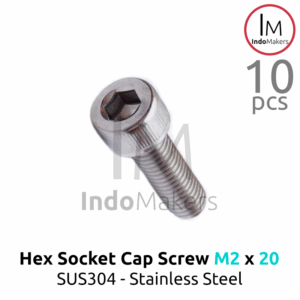 Hex Socket Cap Screw Stainless Steel M2 x 20mm Isi 10pcs