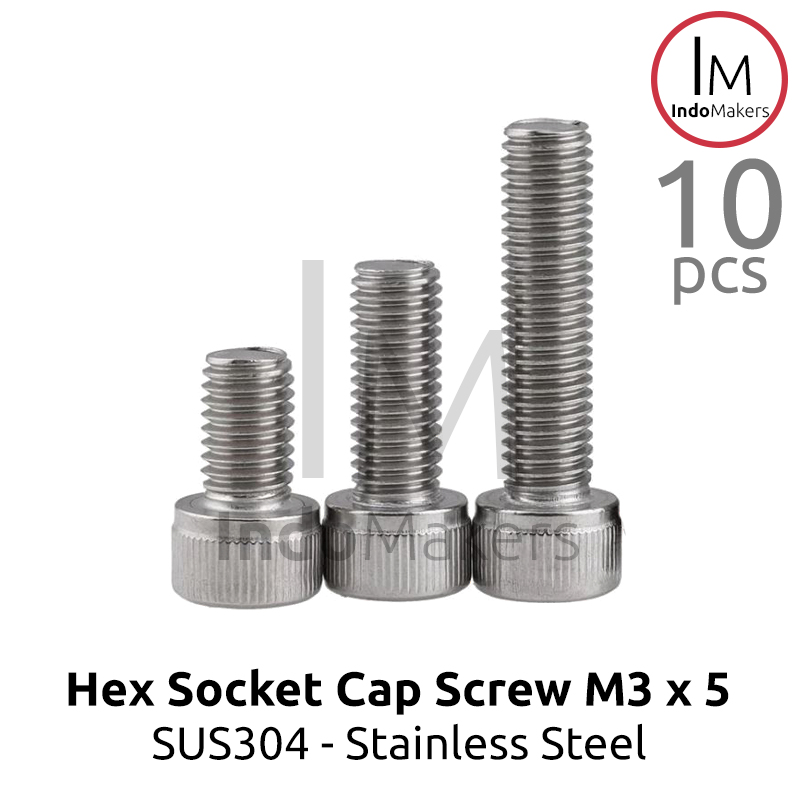 Hex Socket Cap Screw Stainless Steel M3 x 5mm Isi 10pcs - Image 2