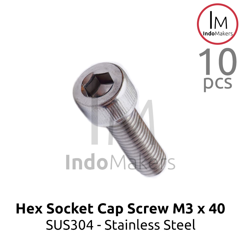 Hex Socket Cap Screw Stainless Steel M3 x 40mm Isi 10pcs