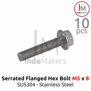 GB5789 Serrated Flanged Hexagon Bolt Stainless Steel SUS304 M5x8 Isi 10pcs