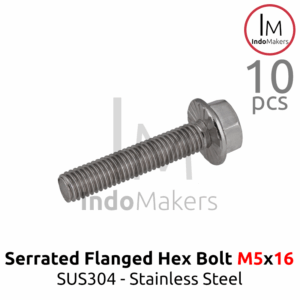 GB5789 Serrated Flanged Hexagon Bolt Stainless Steel SUS304 M5x16 Isi 10pcs