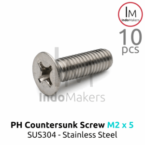 DIN965 Baut PH / JF Countersunk / Plus / Verseng / Stainless M2x5 Isi 10pcs