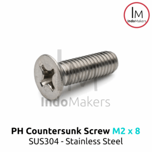 DIN965 Baut PH / JF Countersunk / Plus / Verseng / Stainless M2x8 Isi 10pcs