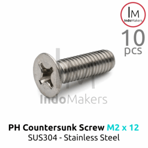 DIN965 Baut PH / JF Countersunk / Plus / Verseng / Stainless M2x12 Isi 10pcs